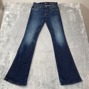 Y2K 7 For All Mankind A Pocket Flare Jeans Dark Wash Womens 27 Made in USA